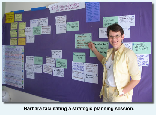 Barbara facilitating a strategic planning session